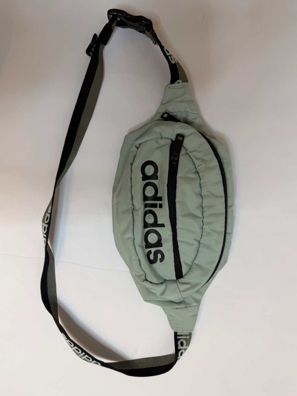 adidas Light Sage Green Waist Pack with Black Logo